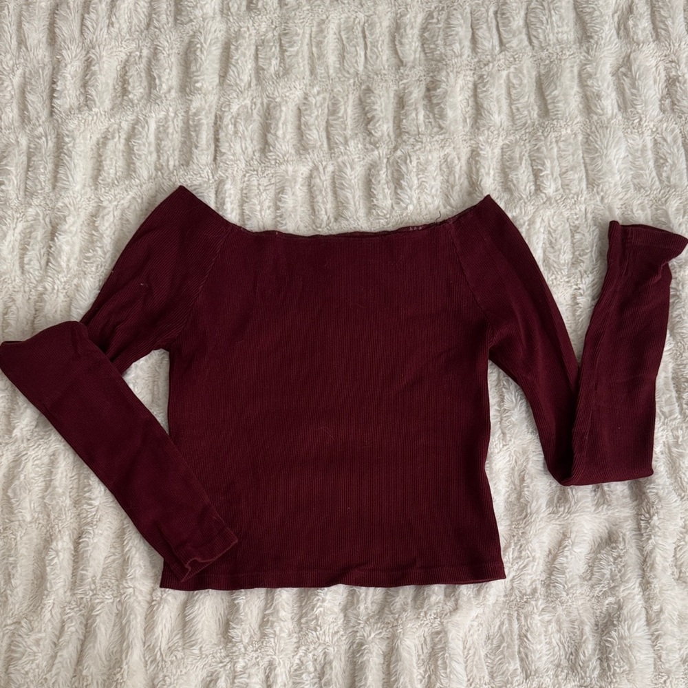 Brandy Melville Burgundy Long Sleeve Top